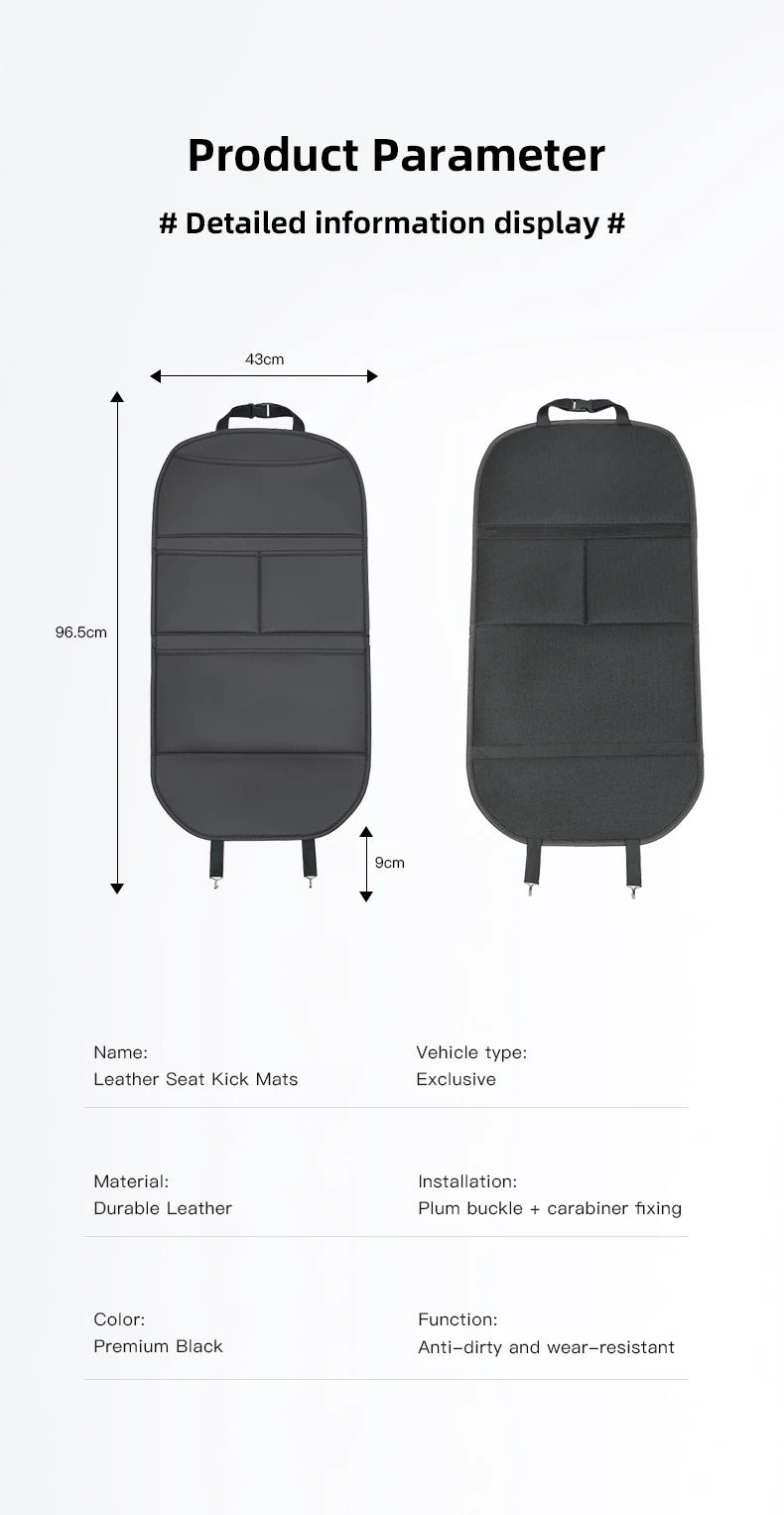 Leather Car Seat Back Protector Waterproof Kick Mat