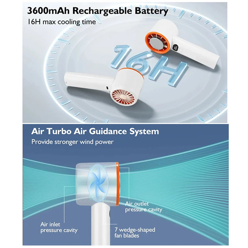 3000mAh Handheld Mini Fan USB Rechargeable Portable