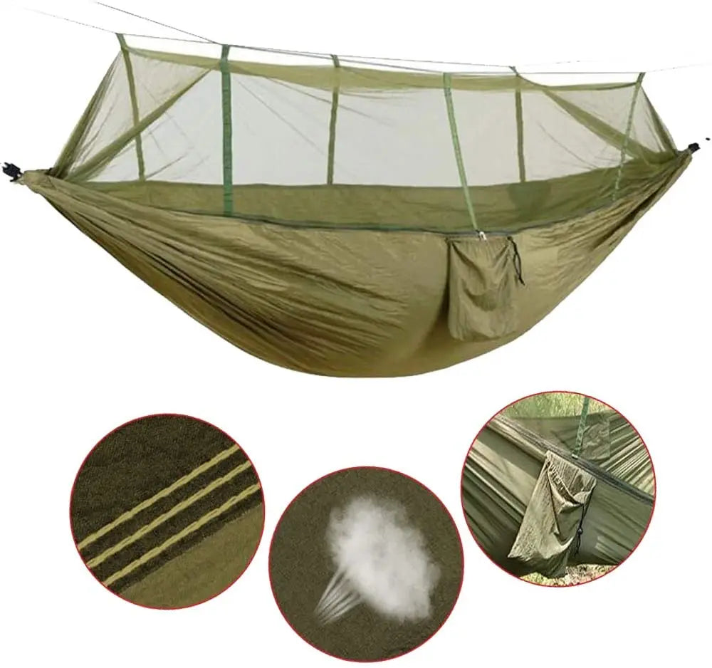 Double Camping Hammock with Mosquito Net Portable