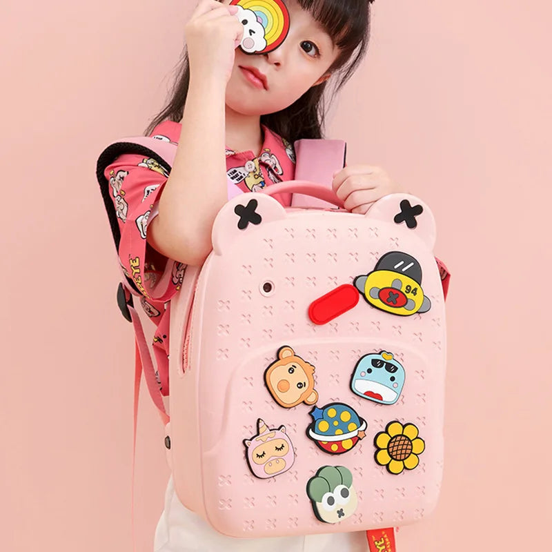 Fashion DIY Cartoon School Bags for Kids Boys Waterproof Children School Backpacks for Girls Kindergarten Kawaii Book Bag Gift