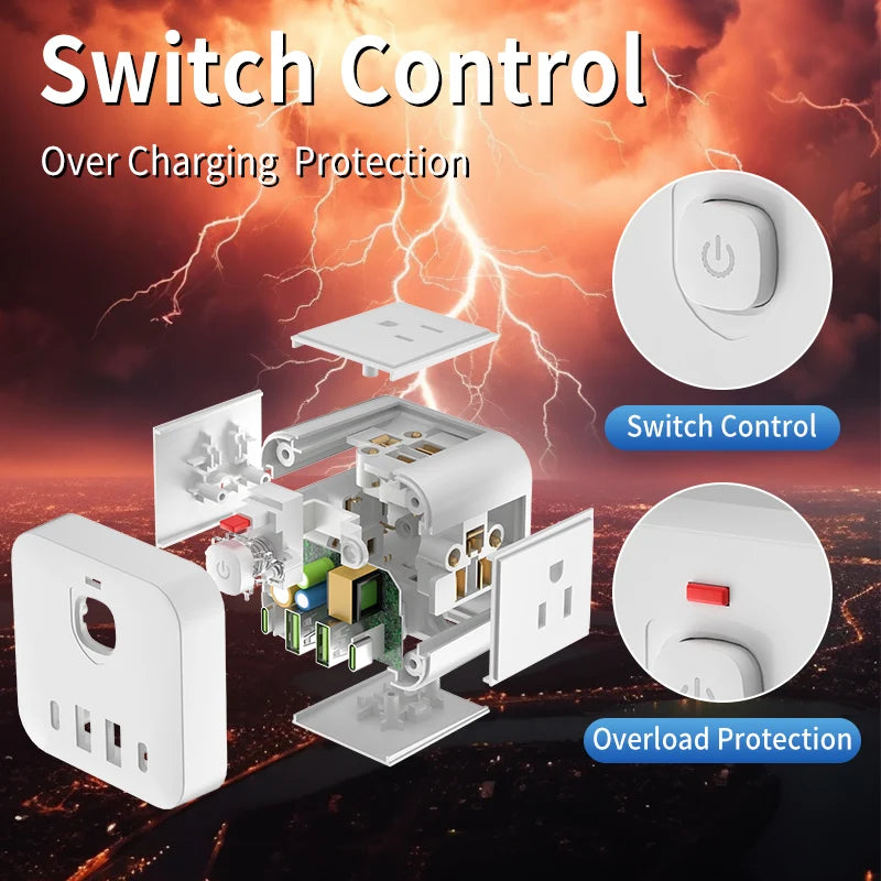 The power socket for Christmas gifts is practical, economical and easy to carry. The product contains 4 side power output termin