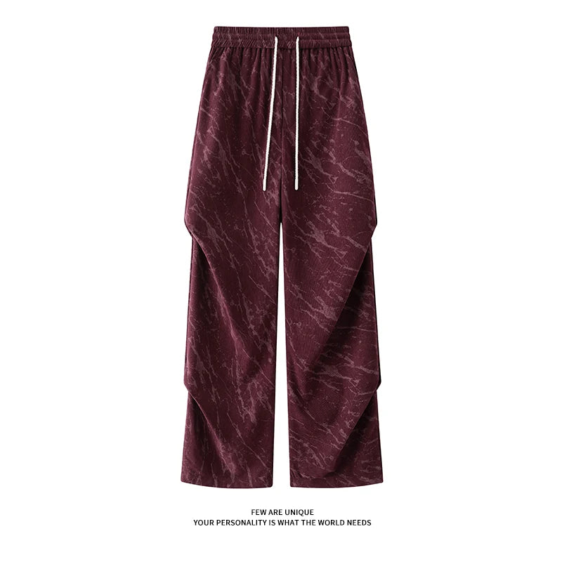 Men’s Corduroy Tie-Dye Cargo Pants Loose Autumn Trousers