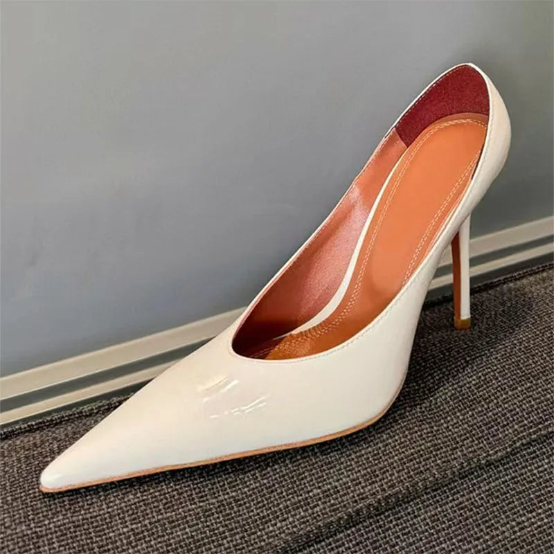 Women's Pointed Toe Patent Leather Heels – 10cm Mules
