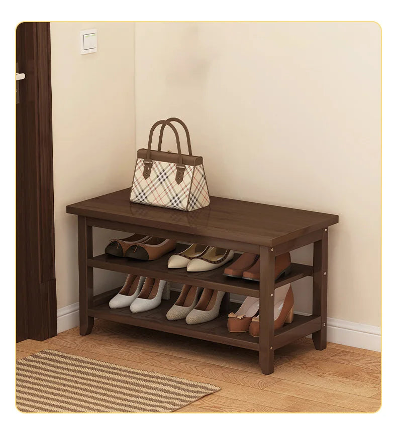 Bamboo Shoe Changing Stool – Modern Entryway Bench