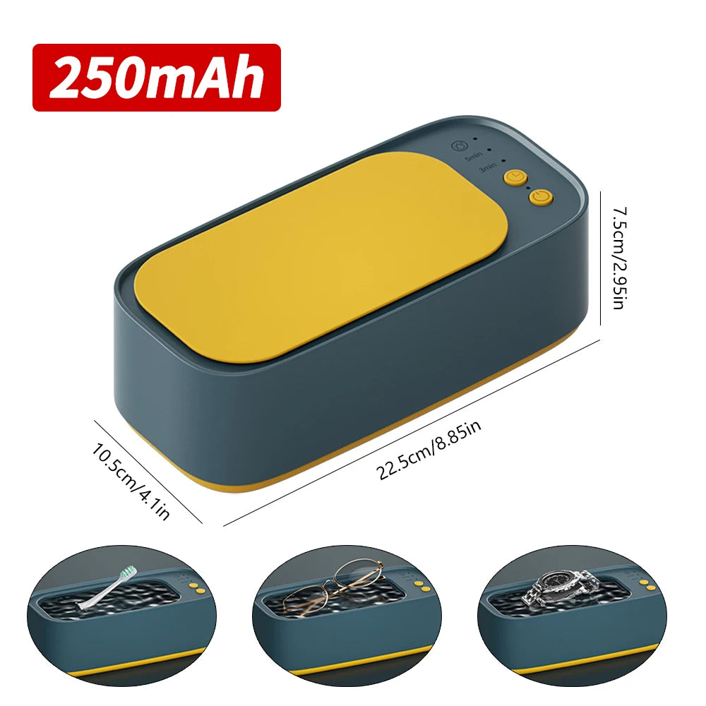 Ultrasonic High-frequency Vibration Cleaners 3 Gear 360 Degree Cleaning Machine Timing for Jewelry/Pacifier/Makeup Tool/Eyeglass