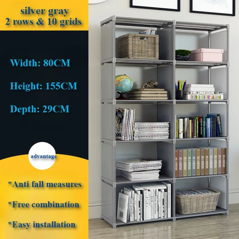 Multi-Layer Bookshelf Storage Rack for Living Room