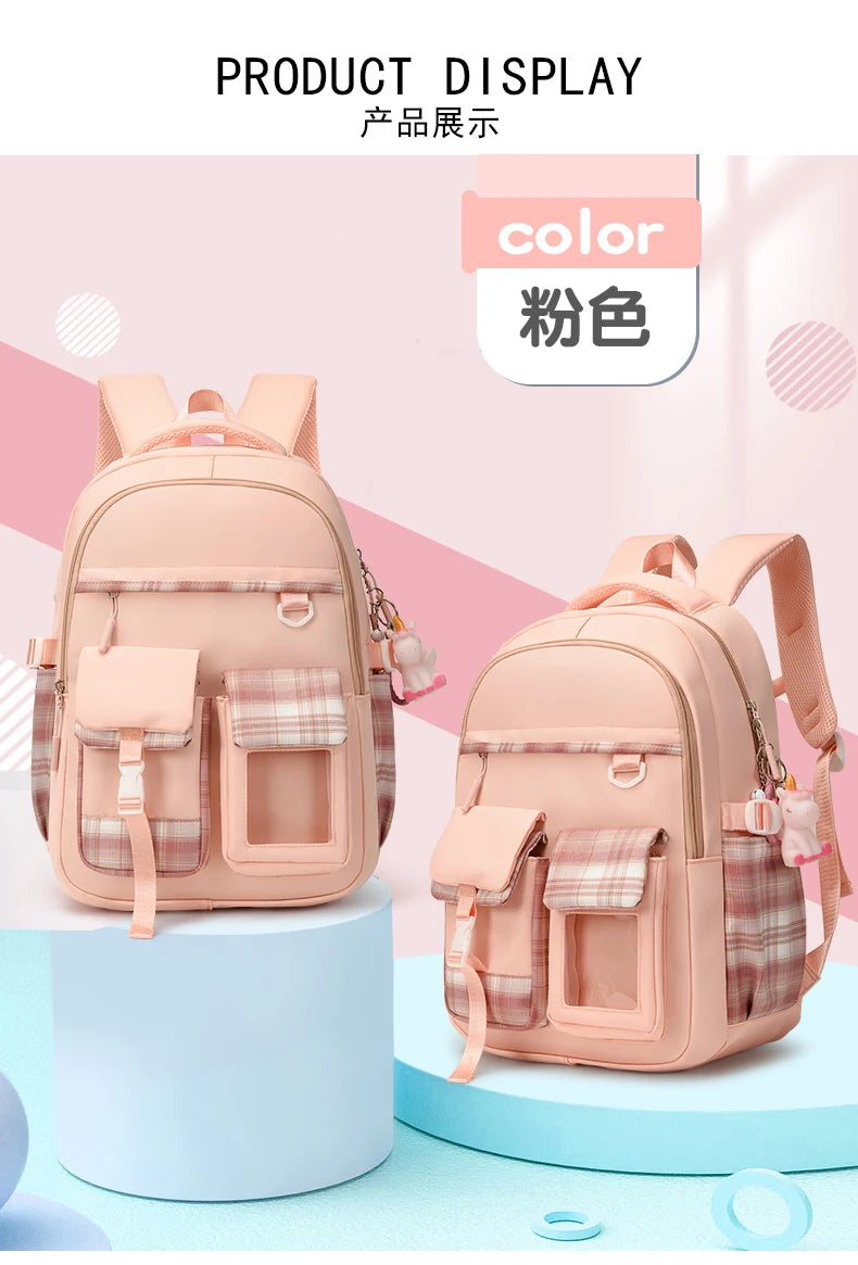 2025 New - Style Schoolbag for Primary School Girls, Suitable for Grades 1, 3 to 6, Child-Friendly, Load-Reducing and Spine