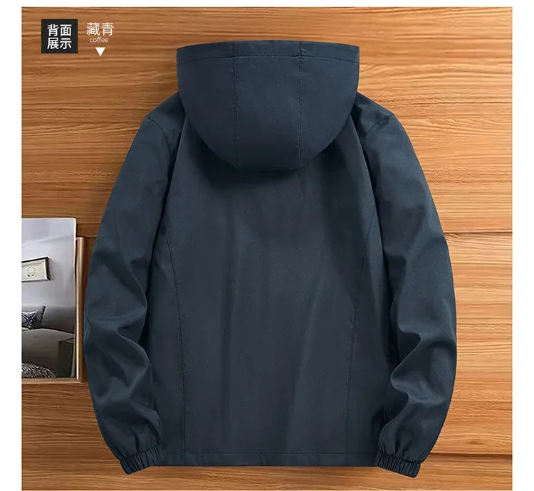 Men’s Hooded Windbreaker Jacket – Autumn Winter Casual Coat