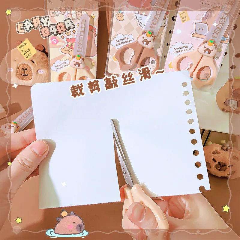 1pc School Useful Back To School Stationery Scissors Cute Capybara Craft Scissors Mini Scissors for Diy Children's Scissor
