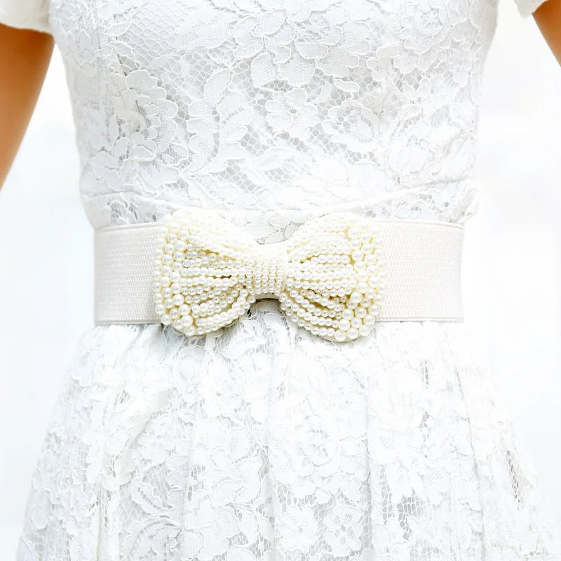 Women’s Large Bowknot Elastic Waist Belt for Dresses