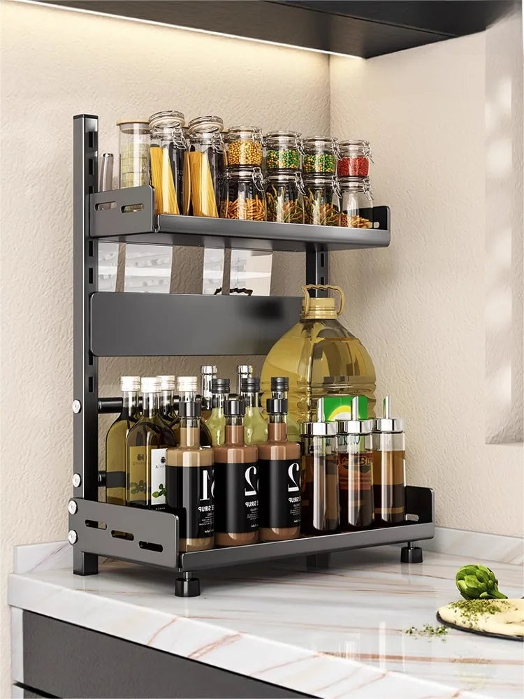 Multi-Layer Kitchen Storage Rack Carbon Steel for Spices and Tools