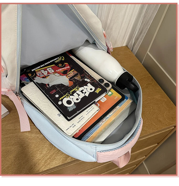 Large Capaci Children's School Bag Set for Girls Primary And Middle School Double oulder Bapa Sweet College Sle