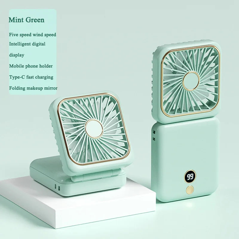 3-in-1 Mini Portable Neck & Handheld Fan with Power Bank