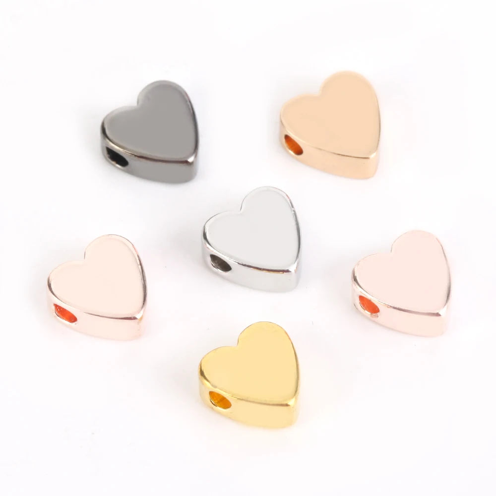 30pcs Gold & Silver Heart Spacer Beads