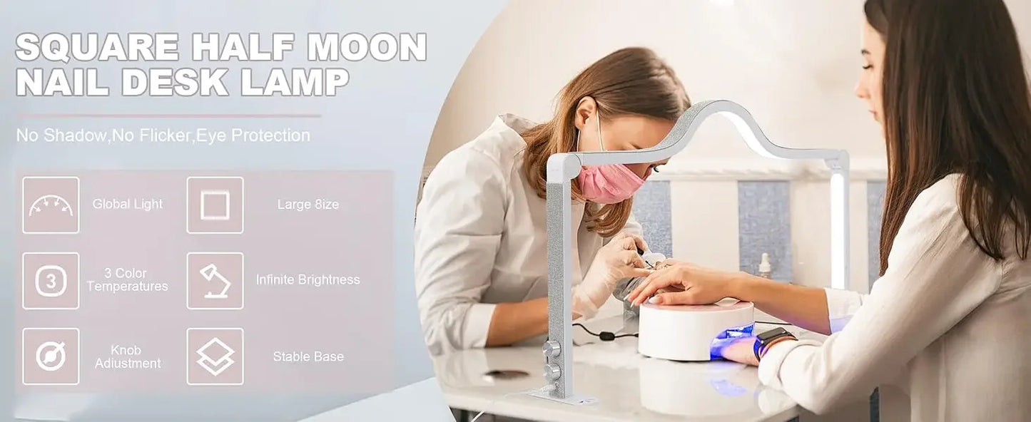 48W Half Moon LED Nail Lamp – Foldable Beauty Desk Light