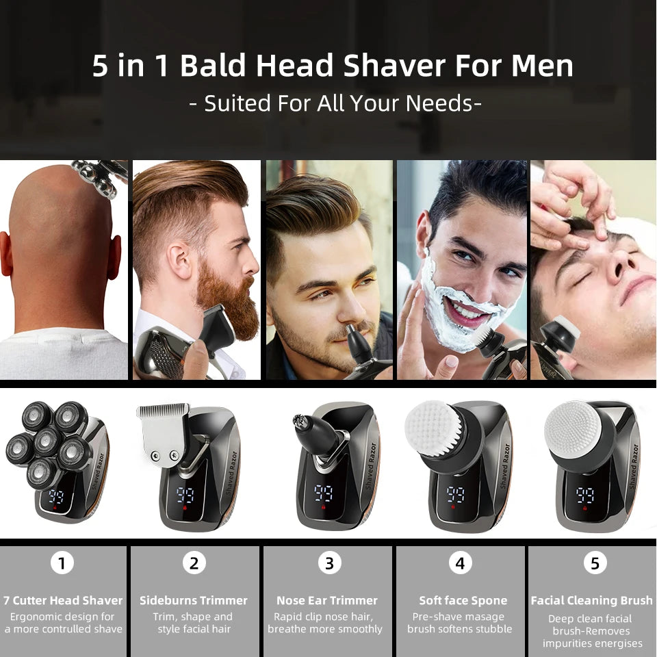 7D Electric Head Shaver for Bald Men