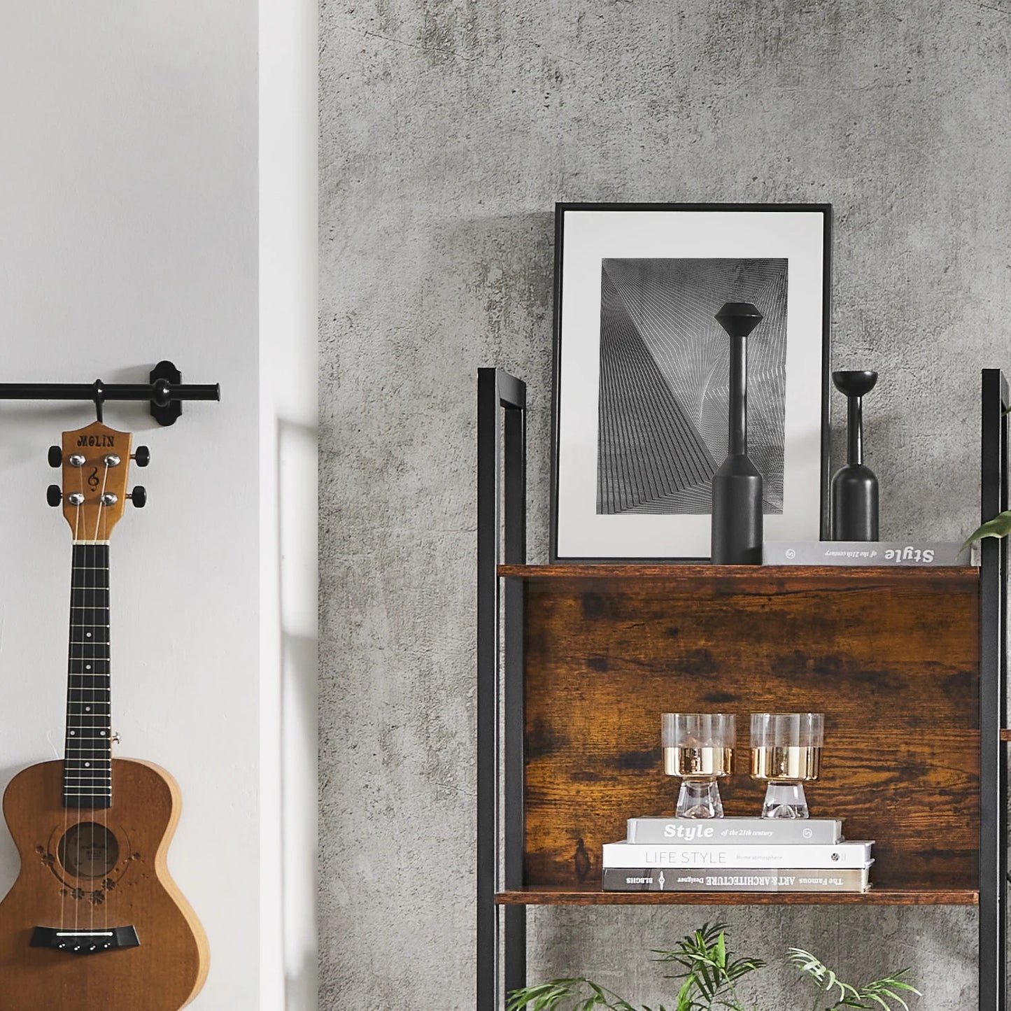 VASAGLE Bookcase, Bookshelf with 14 Shelves, Metal Frame, Shelf Unit for Living Room, Home Office, Industrial Style