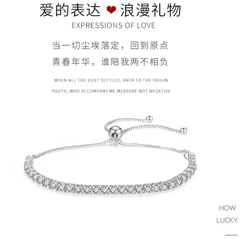 Popular Inlaid Zircon Combination Chain 925 Sterling Silver Bracelet New Ladies Jewelry Birthday Party Gift Fashion Jewelry