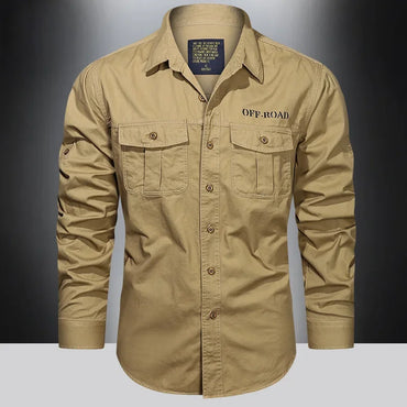 Men’s Outdoor Cotton Work Shirt – Multi-Pocket Safari Style