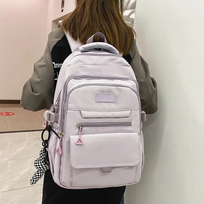 schoolbag youth large capacity Simple student bag solid color travel backpack High quality canvas schoolbag fashion bag