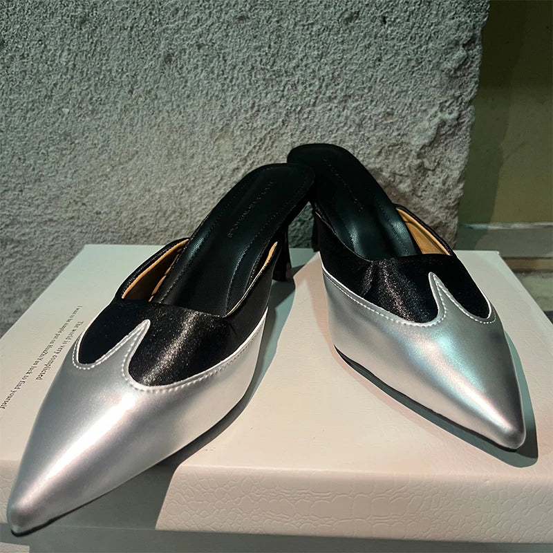 Women Slippers Pointed Toe Sexy Fashion Shoes Elegant Summer Heeled Shoes Woman 2025 Designer Luxury Pumps Dress New Shoes Lady