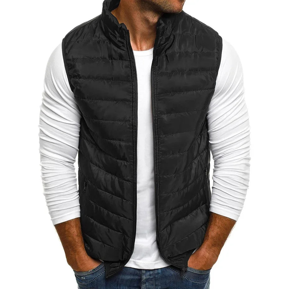 Men’s Winter Cotton Padded Sleeveless Vest Jacket