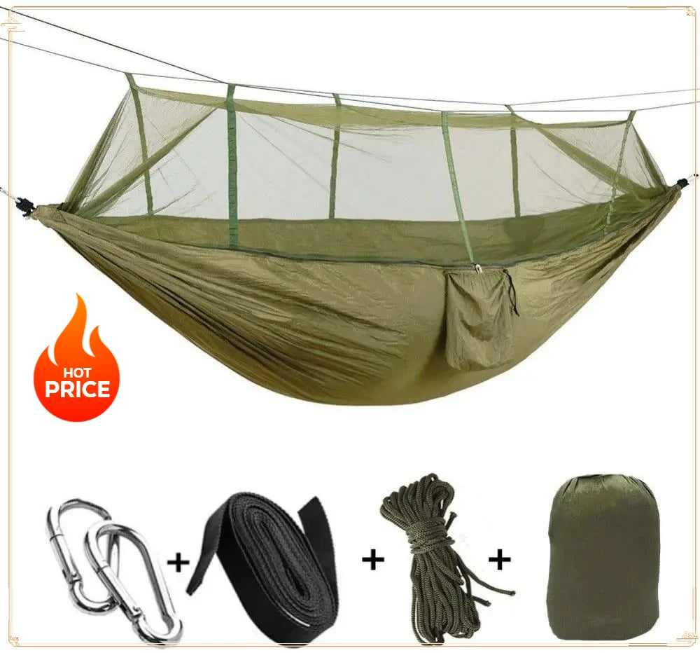 Double Camping Hammock with Mosquito Net Portable