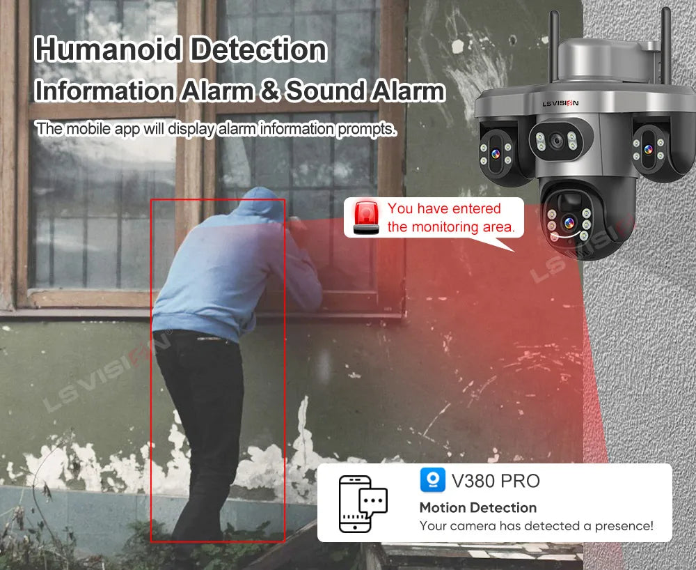 LS VISION V380 Pro 4G Solar PTZ Security Camera 15MP