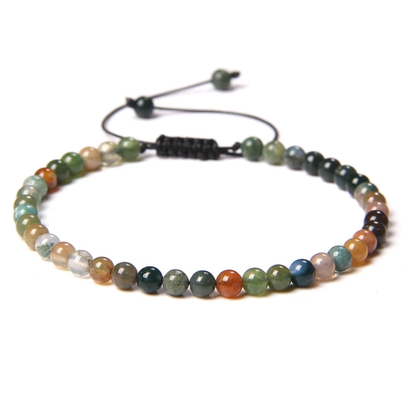 4MM Natural Stone Beaded Bracelet – Adjustable Unisex Quartz