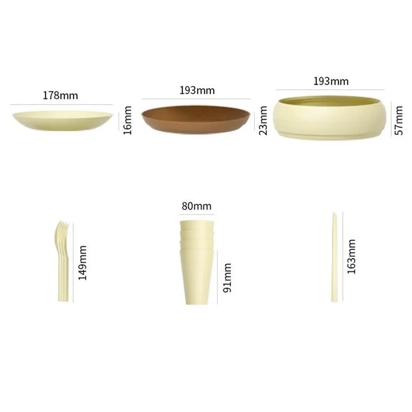 Camping Dinner Set Portable Plates Bowls & Cutlery