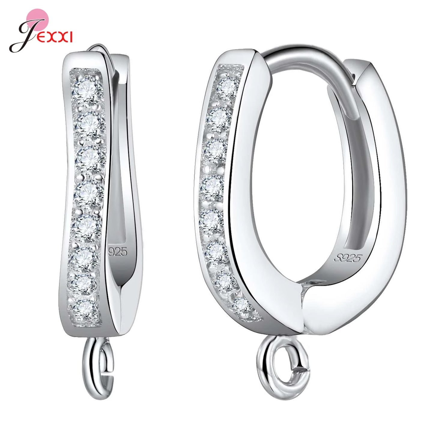 Trendy 925 Sterling Silver Earring Hooks For DIY Jewelry Makings Cubic Zirconia Earring Clasps Accessories