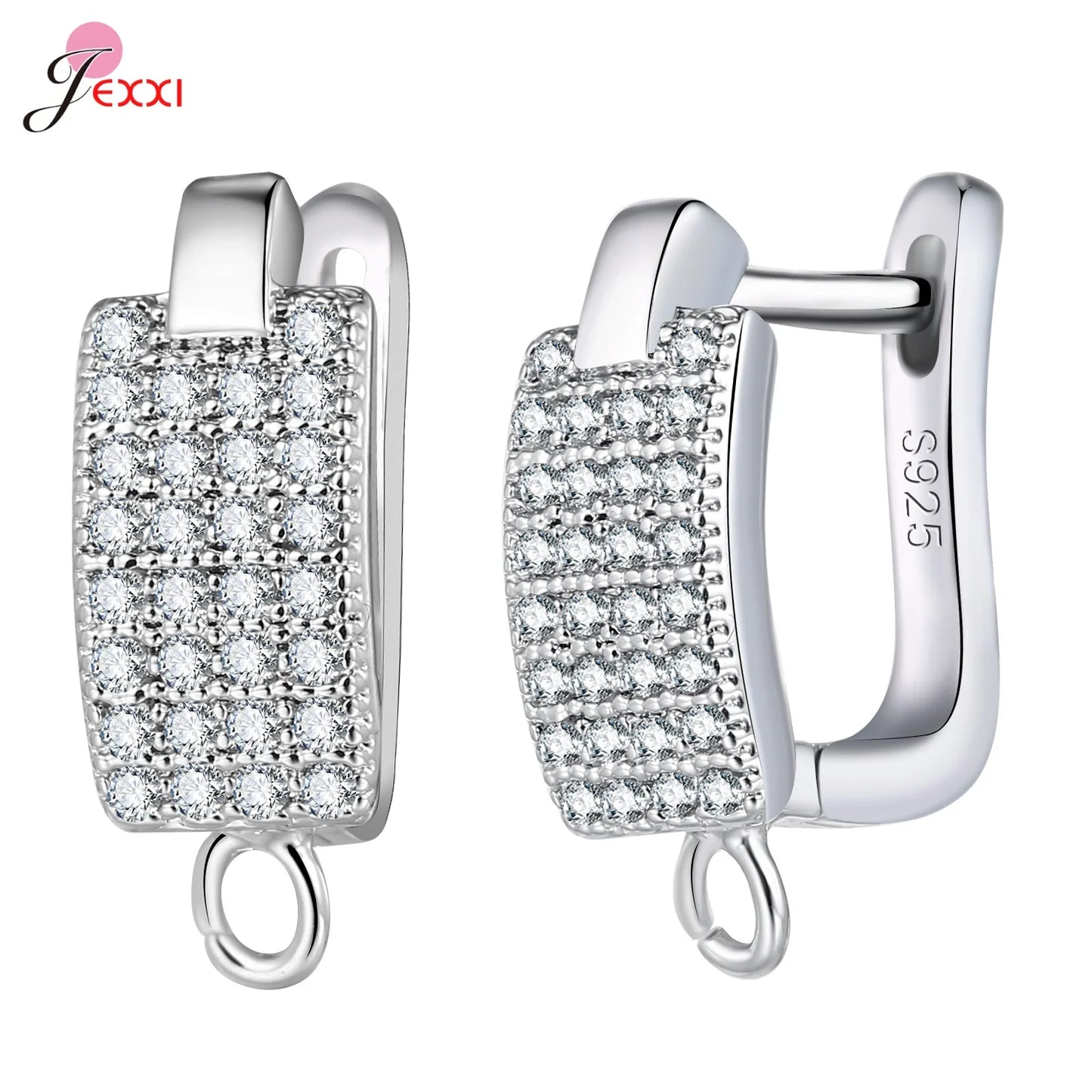 Trendy 925 Sterling Silver Earring Hooks For DIY Jewelry Makings Cubic Zirconia Earring Clasps Accessories