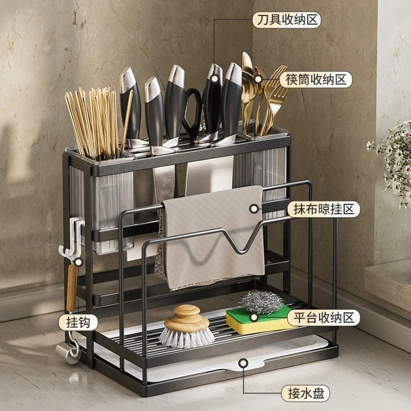Wall-Mounted Stainless Steel Kitchen Storage Rack