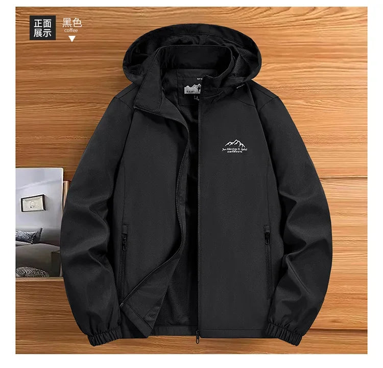 Men’s Hooded Windbreaker Jacket – Autumn Winter Casual Coat
