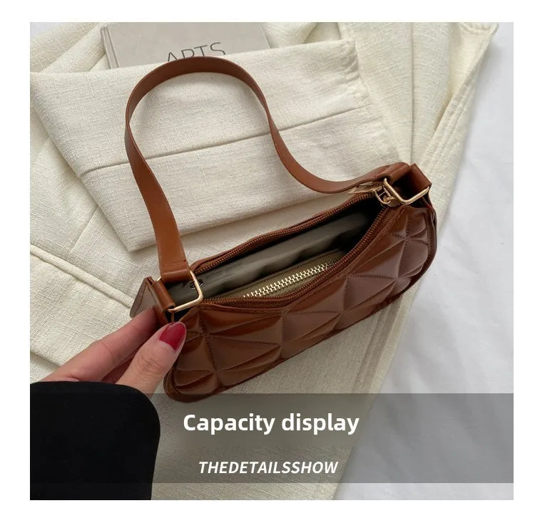 Vintage Fashion Versatile New Women's Bags Solid Rhombic High-End Texture Simple Generous Temperament Crossbody Shoulder