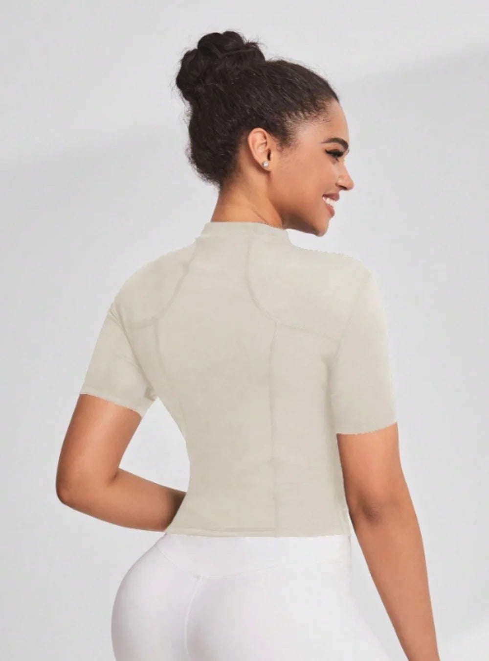 Women’s Yoga & Cycling Top – Zipper Sports T-Shirt