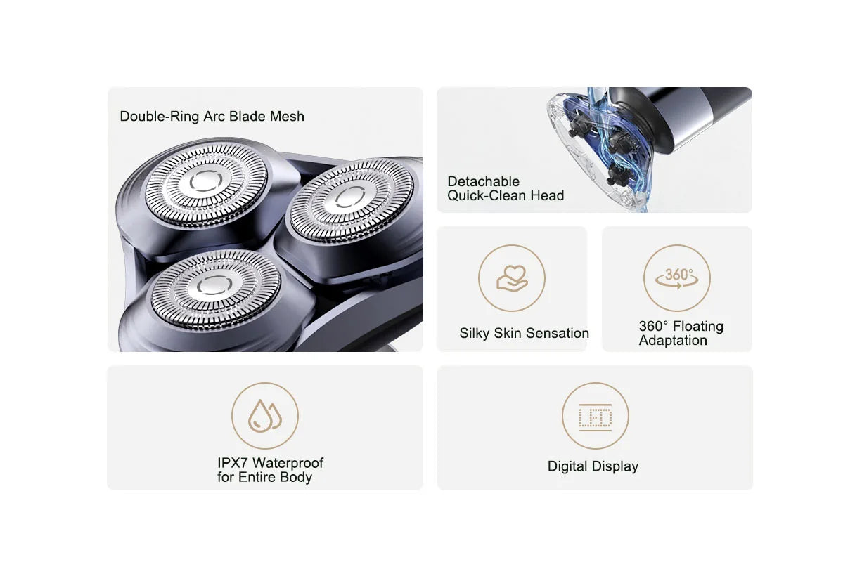 XIAOMI MIJIA S302 Electric Shaver Men's Beard Trimmer Machine Shaving Portable Flex Razor IPX7 Washable Dry Wet Machine Shaving