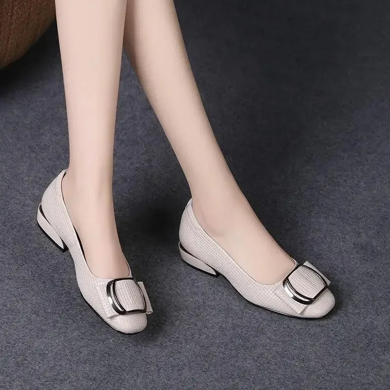 New Leather Shoes for Woman Low Heels