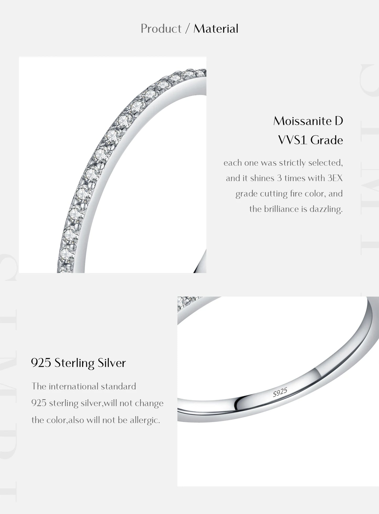 Moissanite Eternity Ring – 925 Sterling Silver Band