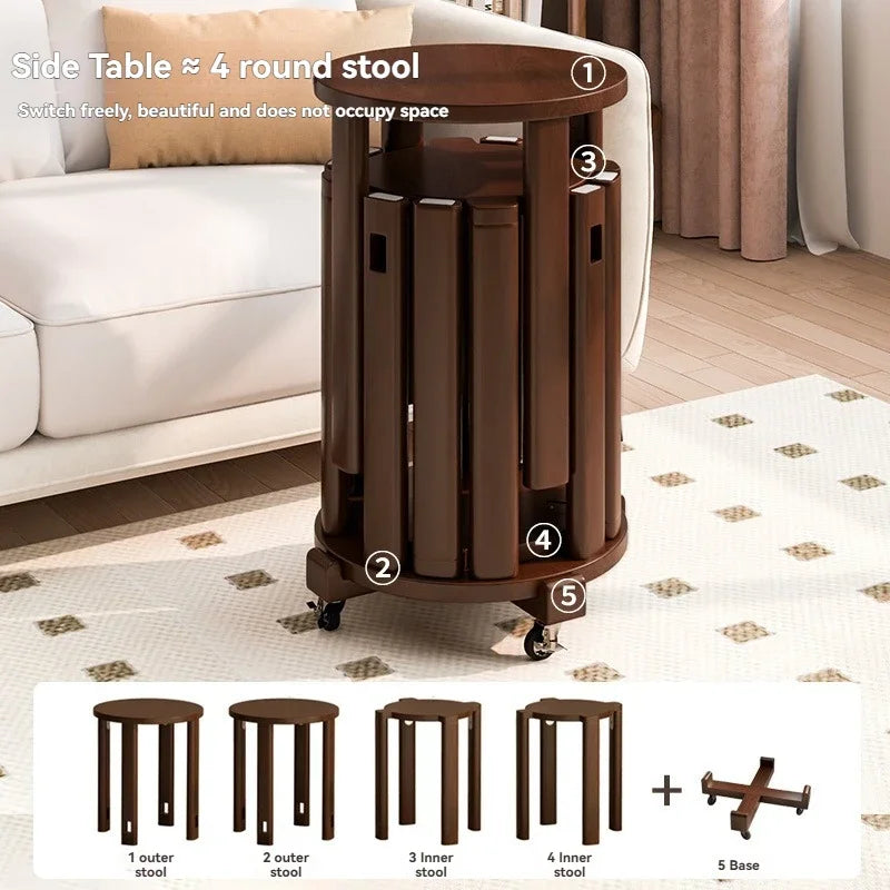 Stackable stool, modern dining table stool, natural wood, new Chinese style solid wood round stool