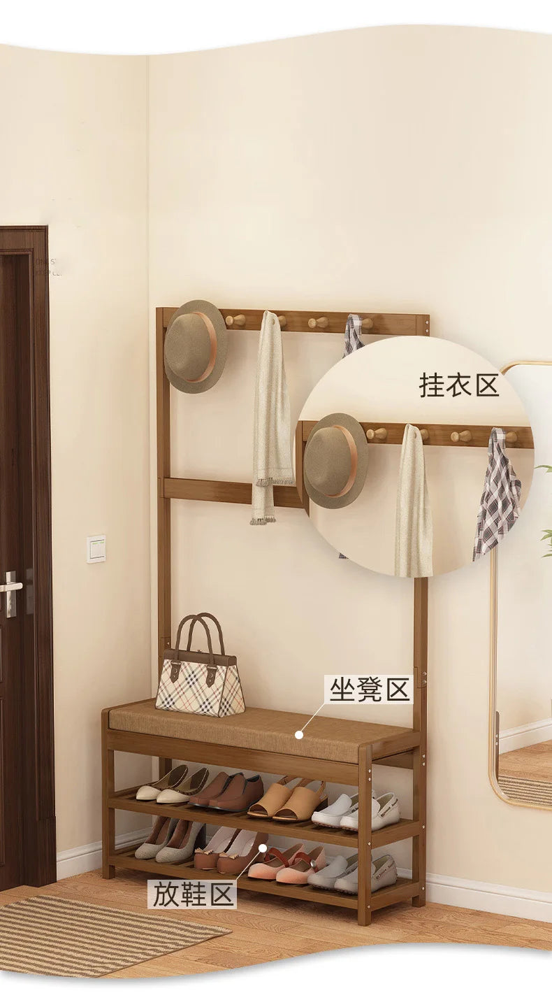 Bamboo Shoe Changing Stool – Modern Entryway Bench