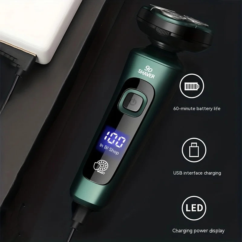 LED Digital Electric Shaver with Trimmer & Nose Hair