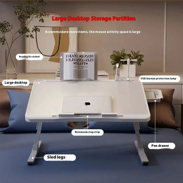 Modern Wooden Office Desk with Keyboard Shelf & Wheels