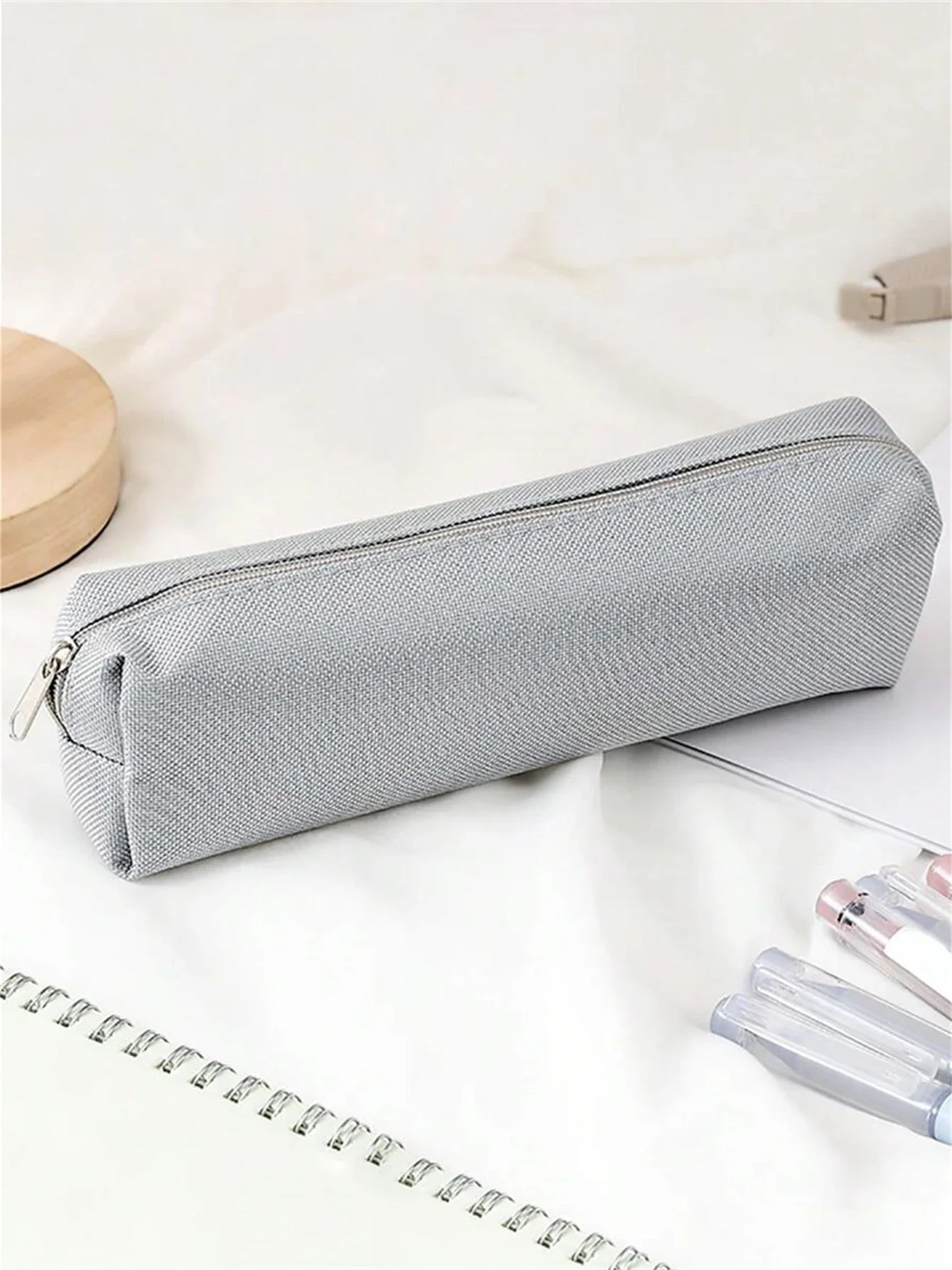 Simple Pencil Case School Supplies Pencil Cases Estuche Escolar Solid Color School Stationery Kalemlik Trousse Pencil Pouch-LJX