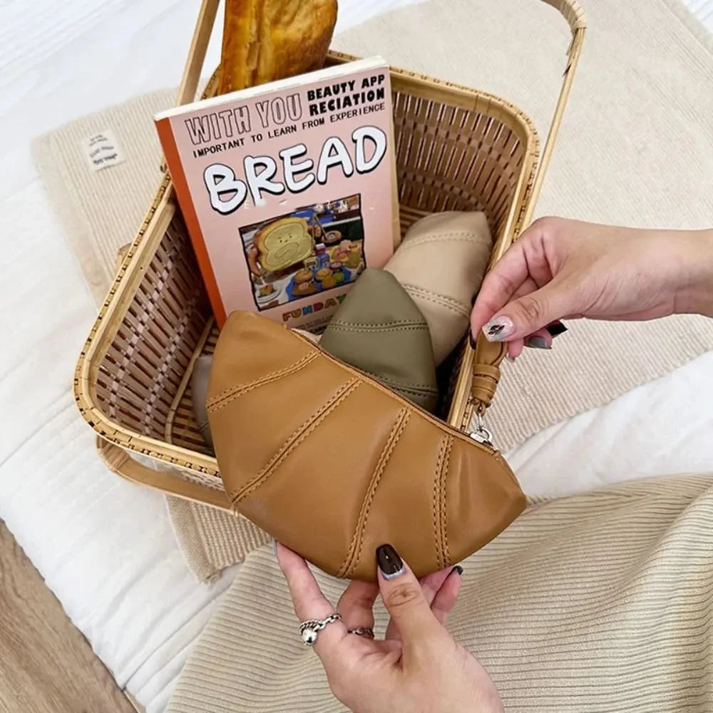 French Croissant Zipper Wallet & Makeup Handbag