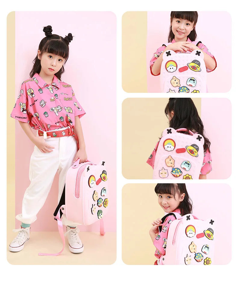 Fashion DIY Cartoon School Bags for Kids Boys Waterproof Children School Backpacks for Girls Kindergarten Kawaii Book Bag Gift