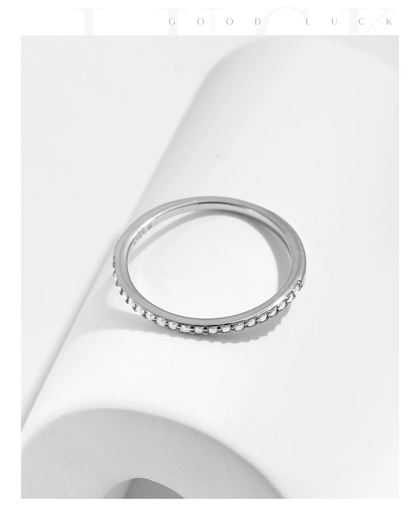 Moissanite Eternity Ring – 925 Sterling Silver Band