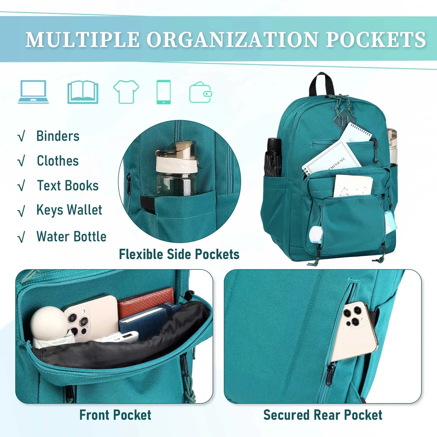 School Backpack,Two Compartments Daypack Bookbag Schoolbag for High School Teen Boy Girls/College/Work/Men Women