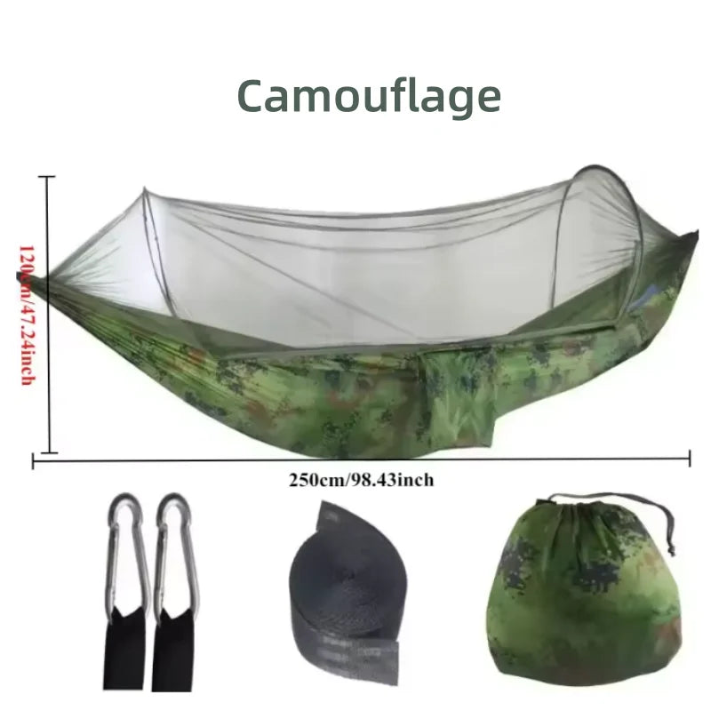 Outdoor camping hammock with mosquito net network foldable portable elastic garden leisure sleep leisure camping equipment