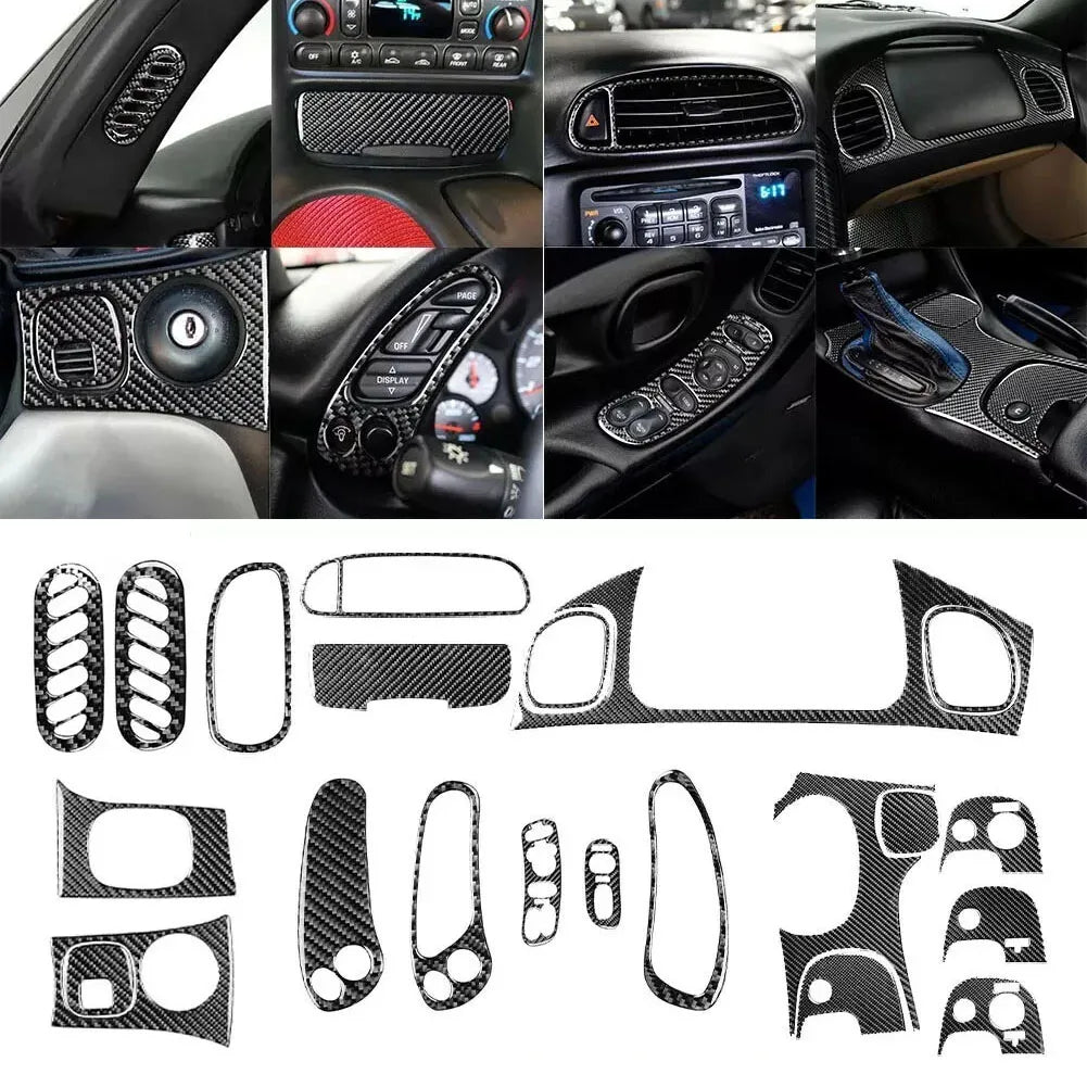 Carbon Fiber Car Trim Cover Black Interior Protection